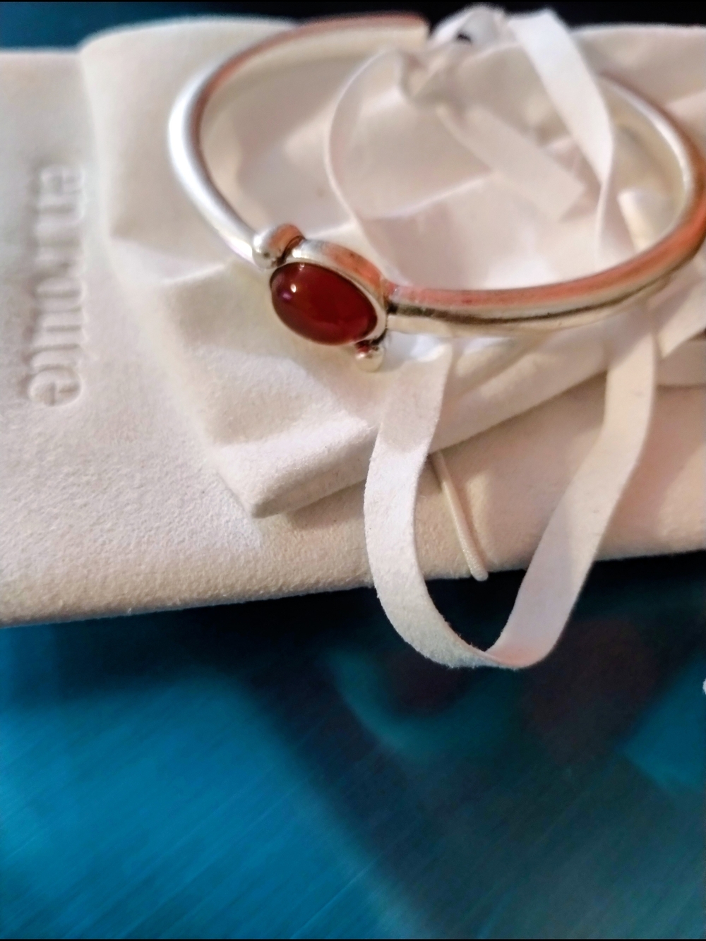 Sterling Silver Red Carnelian Bangle Bracelet🌷🩵🌷🩵